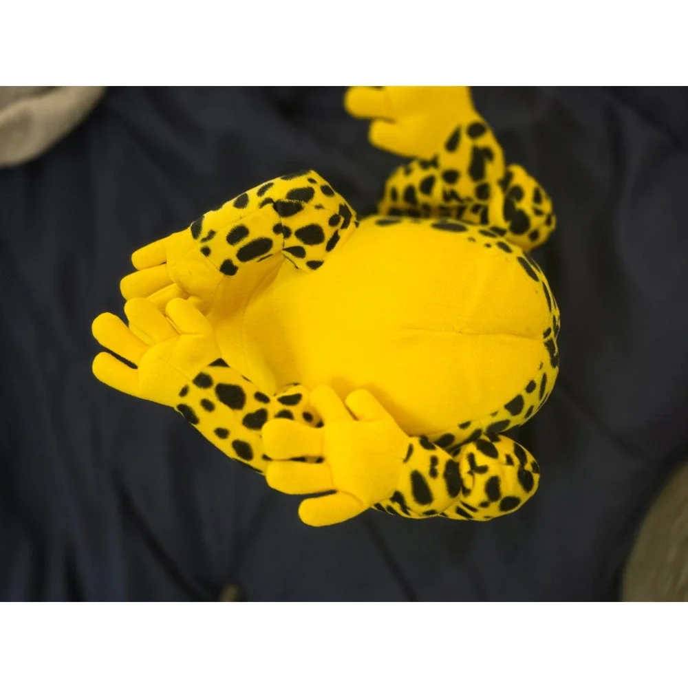 Yellow Black Spotted Poison Dart Frog Plush Stuffed Animal Leopard Print Toy